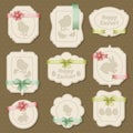 Set of Easter labels, tags with bows and ribbons Royalty Free Stock Photo