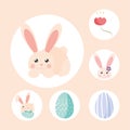 set easter rabbit eggs Royalty Free Stock Photo