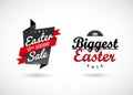 Set of Easter sale labels with red ribbons. Royalty Free Stock Photo