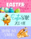 Easter Spring Bunnies Sale Banners Royalty Free Stock Photo