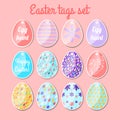 Set of Easter tags. Happy Easter! Spring abstract background.