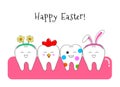 Set of Easter tooth character design. Funny dental cartoon.