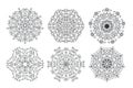 Set easy Mandalas with spirals and curlicues. Mandala flowers coloring on white background.