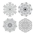 Set easy Mandalas with spirals and curlicues. Mandala flowers coloring on white background.