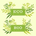 Set of eco and bio floral stickers, banners Royalty Free Stock Photo