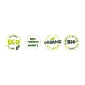 Set of eco, bio, organic and natural products sticker, logo, label, badge, icon. Vector illustration of textured grunge Royalty Free Stock Photo