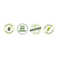 Set of eco, bio, organic and natural products sticker, logo, label, badge, icon. Vector illustration of textured grunge Royalty Free Stock Photo