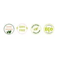 Set of eco, bio, organic and natural products sticker, logo, label, badge, icon. Vector illustration of textured grunge Royalty Free Stock Photo