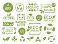 Set of Eco, bio, organic and natural products stickers, labels, badges and logos. Royalty Free Stock Photo