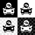 Set Eco car concept drive with leaf icon isolated on black and white, transparent background. Green energy car symbol Royalty Free Stock Photo