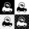 Set Eco car concept drive with leaf icon isolated on black and white, transparent background. Green energy car symbol Royalty Free Stock Photo