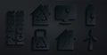 Set Eco friendly house, Battery, Paper bag with recycle, Wind turbine, Lightning bolt and House recycling icon. Vector Royalty Free Stock Photo