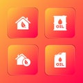 Set Eco friendly house, Oil barrel, and Canister machine oil icon. Vector Royalty Free Stock Photo