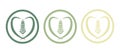 Set of eco-icons with a spike in a circle of three color options. Vector icon on a white background