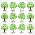Set of eco icons on tree Royalty Free Stock Photo