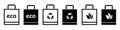 Set eco shopping bag icons. Recycle shop bags collection signs Ã¢â¬â vector Royalty Free Stock Photo