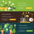 Set of ecological flat modern illustrations