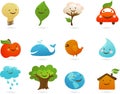 Set of ecology cute icons and illustrations Royalty Free Stock Photo