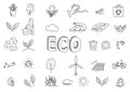 Set of ecology doodle pictures. Vector illustration