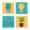 Set ecology environment recycle conservation nature icons Royalty Free Stock Photo