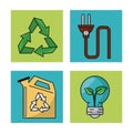 Set ecology environment recycle conservation nature icons Royalty Free Stock Photo