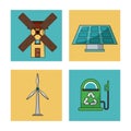 Set ecology environment recycle conservation nature icons Royalty Free Stock Photo