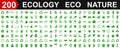 Set of 200 ecology icons. Eco green signs. Nature symbol Ã¢â¬â vector Royalty Free Stock Photo