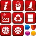 Set of ecology icons on square buttons. Geometric style Royalty Free Stock Photo