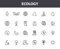 Set of 24 Ecology web icons in line style. Electric Car, Organic, environmental energy. Vector illustration