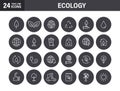 Set of Ecology web icons in line style. Electric Car, Organic, environmental energy. Vector illustration