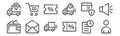 Set of 12 ecommerce basic icons. outline thin line icons such as user, coupon, email, secure payment, discount, shopping cart