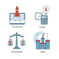 Set of Ecommerce line icons, fast payment, pricing, safety, rating.