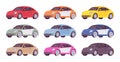 Set of economy car in different colors Royalty Free Stock Photo