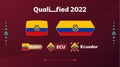 Set of ecuador flag and text on 2022 football tournament background. Vector illustration Football Pattern for banner, card,