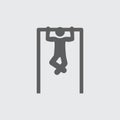 Black flat man on horizontal bar icon.