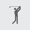 Black flat golf player vector icon. Royalty Free Stock Photo