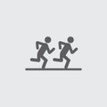 Black flat runners vector icon.