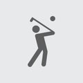 Black flat golf player vector icon. Royalty Free Stock Photo