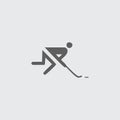 Black flat hockey player icon.