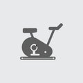 Black flat gym training bike vector icon.