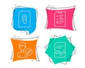 Edit person, Attachment and Interview icons. Corrupted file sign.