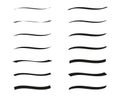 Set of 14 editable fixed and random calligraphic brushes ink vector. Royalty Free Stock Photo