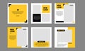 Social media Post Template Yellow editable Banner Square Royalty Free Stock Photo