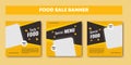 Set of editable minimal square banner template for promotion food. Suitable for social media post and web internet ads. Digital