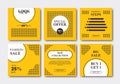 Set of editable minimal square banner template. Yellow, white and black colors for social media post. Suitable for social media Royalty Free Stock Photo