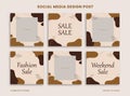 Editable Social Media Instagram Design Post Decorated with Brown Blob and Botanical Object