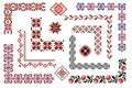 Set of editable Ukrainian traditional seamless ethnic patterns for embroidery stitch. Vintage floral and geometric ornaments, Royalty Free Stock Photo