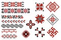 Set of editable Ukrainian traditional seamless ethnic patterns for embroidery stitch. Vintage floral and geometric ornaments Royalty Free Stock Photo