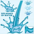 Set of editable vector splashing water Royalty Free Stock Photo