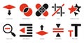 A set of 10 editing tools icons as download, intersection, patch tool Royalty Free Stock Photo